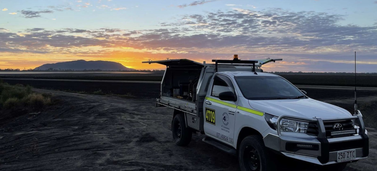 4t field vehicle at sunrise