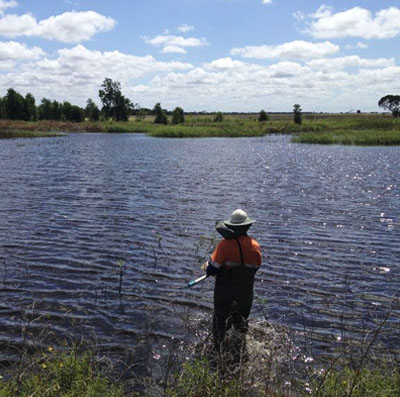 4t field officer sampling a lake