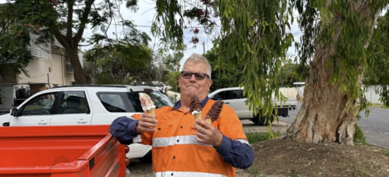 Ian Rankine with ice creams