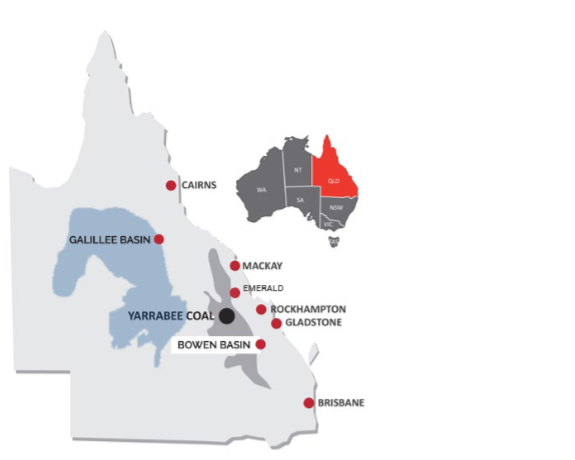 Map of Queensland showing Emerald, the Galilee and Bowen Basins